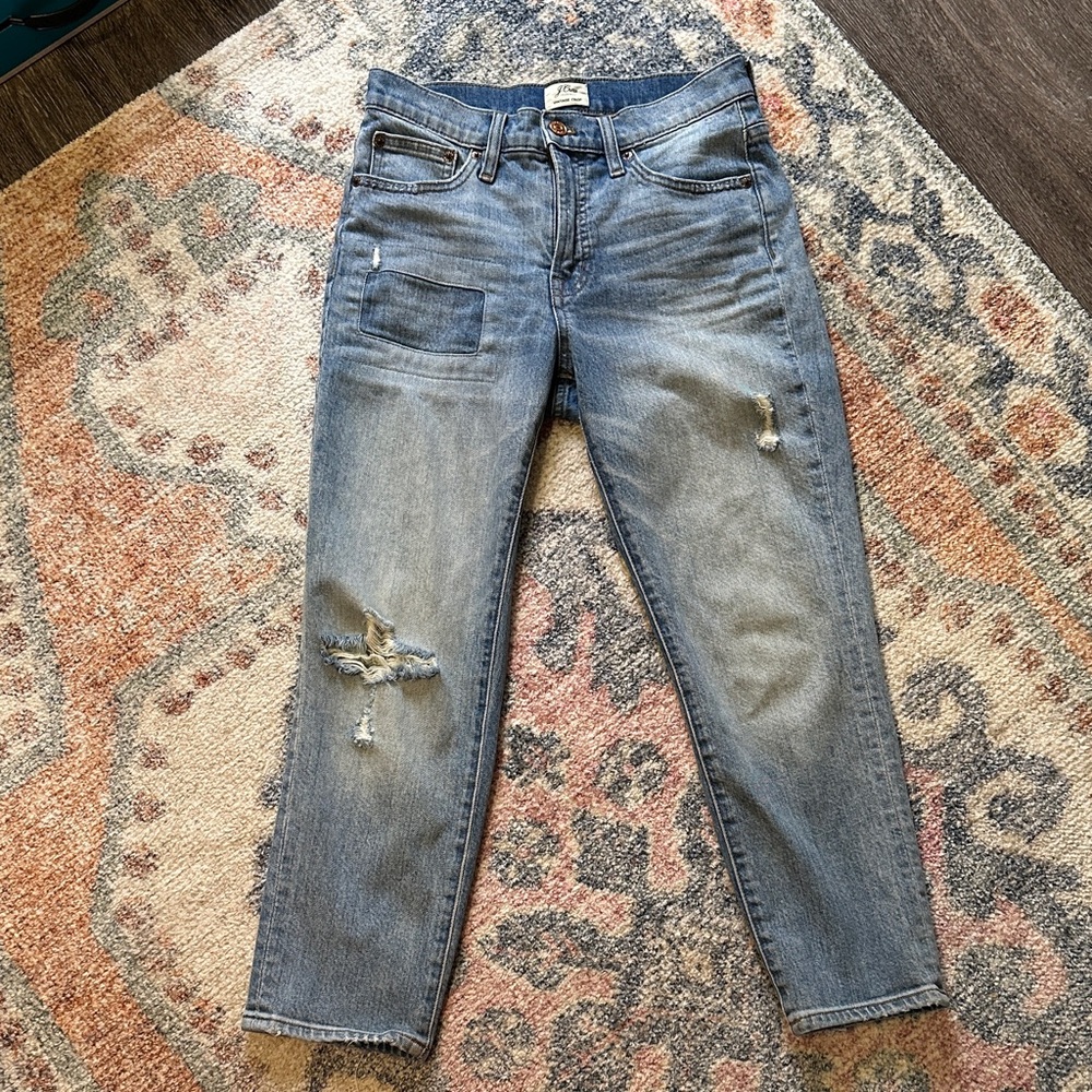 J. Crew Light Blue Distressed vintage crop Jeans